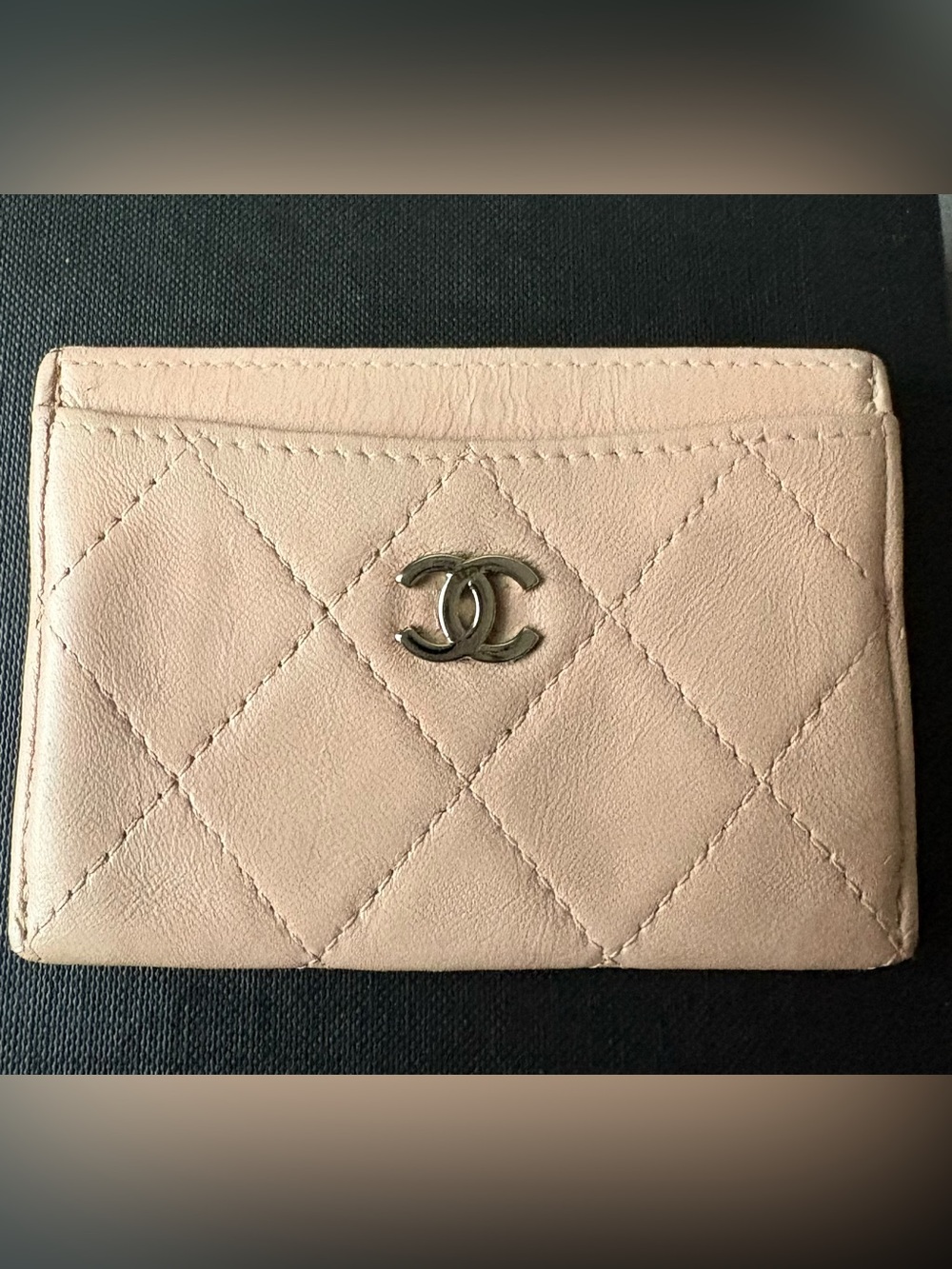 CHANEL Quilted Light Pink Lambskin Card Holder with CC Hardware